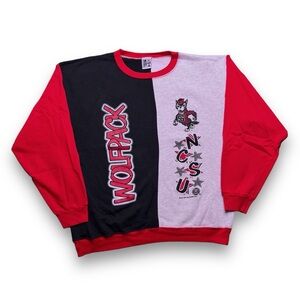 Vintage 1994 NC State Wolfpack NCSU Black/Red Crewneck Size XL Made In USA OBO